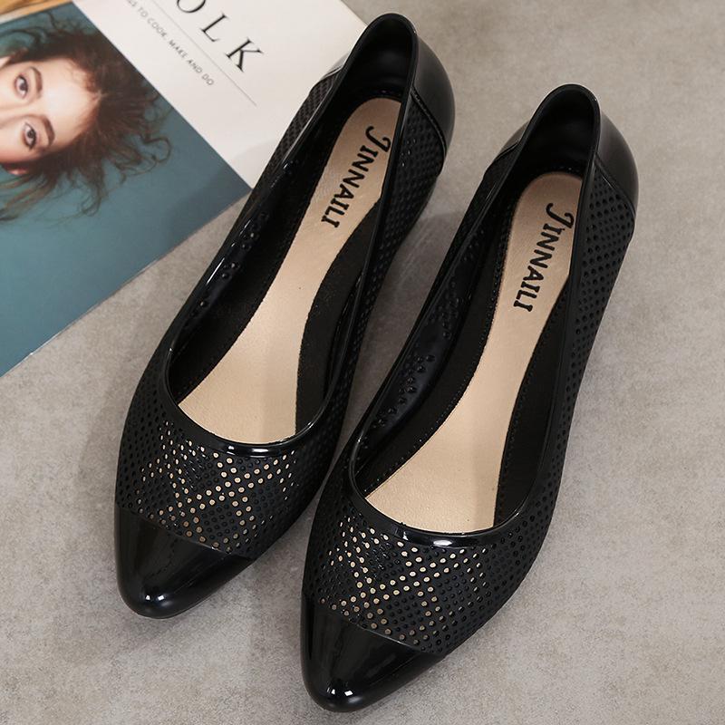 Women's Summer Chunky Heel Jelly Sandals - Non-Slip, Round Toe, Fashionable Casual Wear