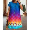 Summer Ladies 3D Printed Short Sleeve Dress Fashion Versatile Breathable Trend Casual