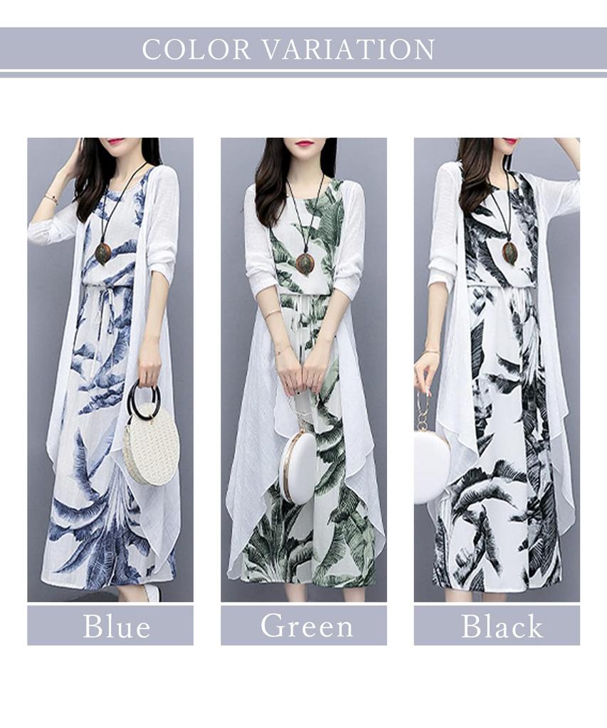 Floral Print Dress Set for Cool and this dress features and and and perfect for office and casual It also includes a lightweight cardigan in white and