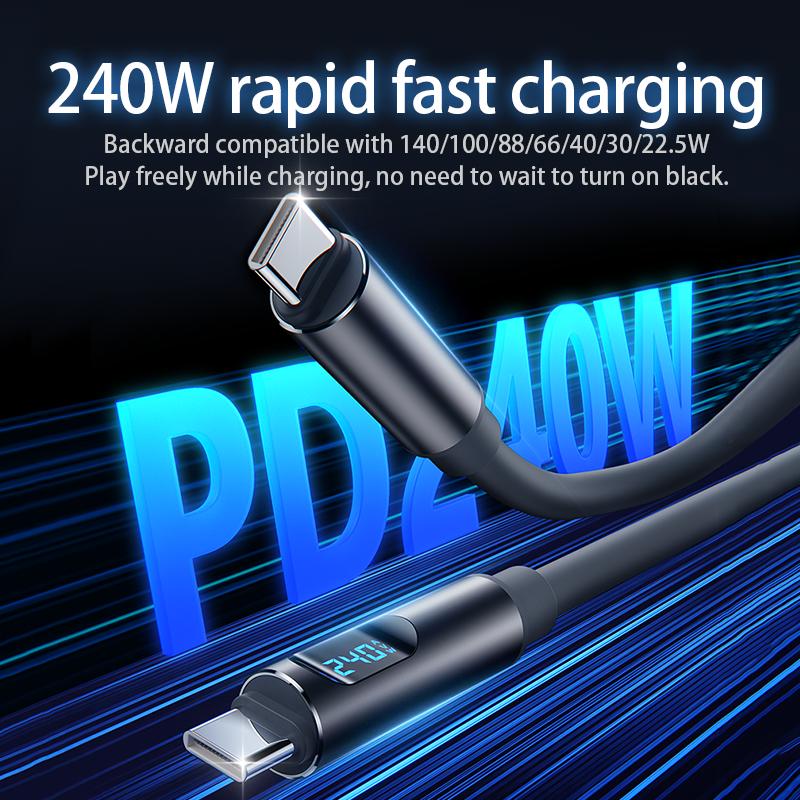 111W Type C to Type C Super Charging Cable Digital Display Fast Charging Cable USB C Data Cable for iPhone 16 17 Xiaomi Samsung