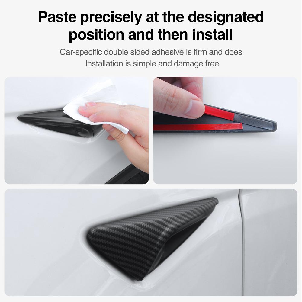 Heenvn ABS Carbon Pattern Side Camera Cover For Tesla Model 3 Highland Model Y Juniper 2025 2026 ABS Leaf Board Sticker Exterior