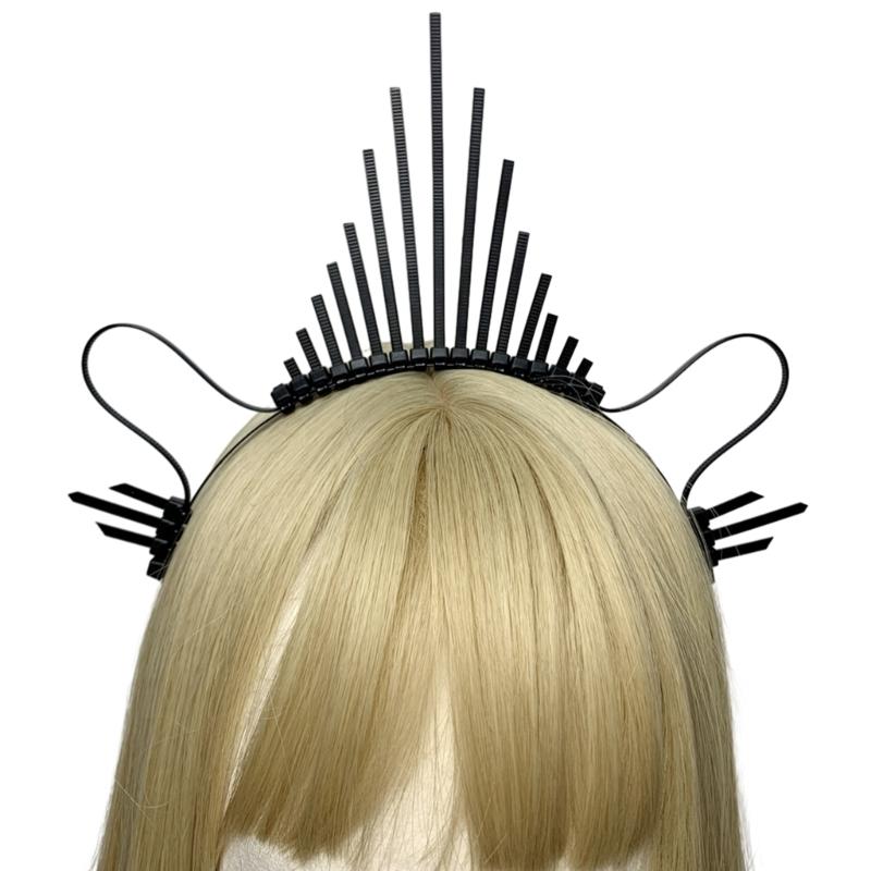 Dunkles Stirnband Engelskrone Stirnband Brautdiademe Göttliches Prinzessinnen-Kopfstück Haarreif Barocke Stachel-Diademe