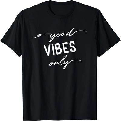 Good Vibes Only T-Shirt Cool Sommerurlaub Damen Herren Oberteil T-Shirt