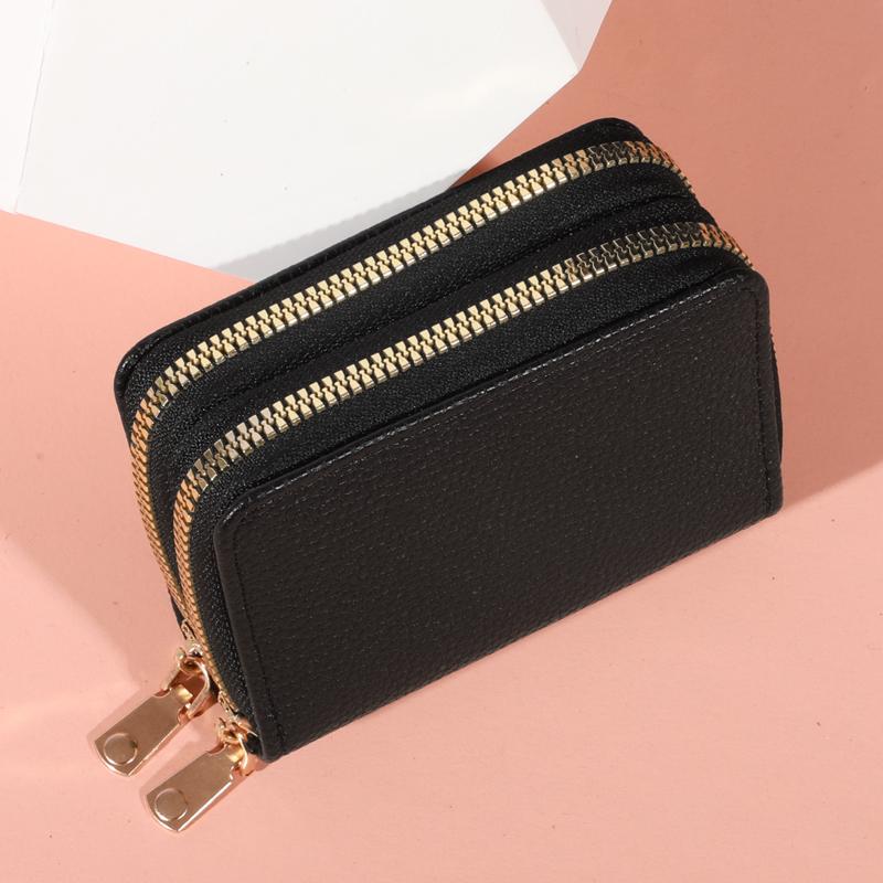 Damen Reißverschluss Kurzer Stil Geldbörse Lychee-Muster Mode Große Kapazität Multi Kartenfächer Münzbörse mit Reißverschluss