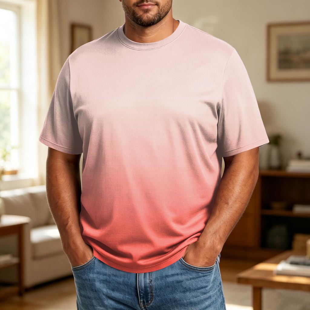 Men's Big Size Comfortable Breathable Casual Loose Fit T Shirt Top Soft Fabric Short Sleeve Crew Neck Tee for Everyday Wear