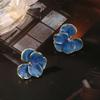 Luxury Flower Stud Earrings Rhinestone Five Petals Earrings 3D Petal Flower  Earrings  Women