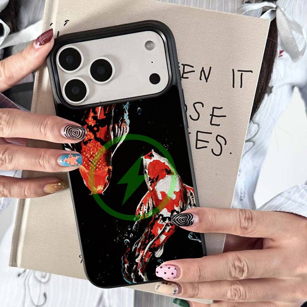 

Art Fish Koi Carp For Magsafe Wireless Charge Case For iPhone 17 16 15 14 13 12 11 15 Pro Max Magnetic Cover iPhone 14 pro