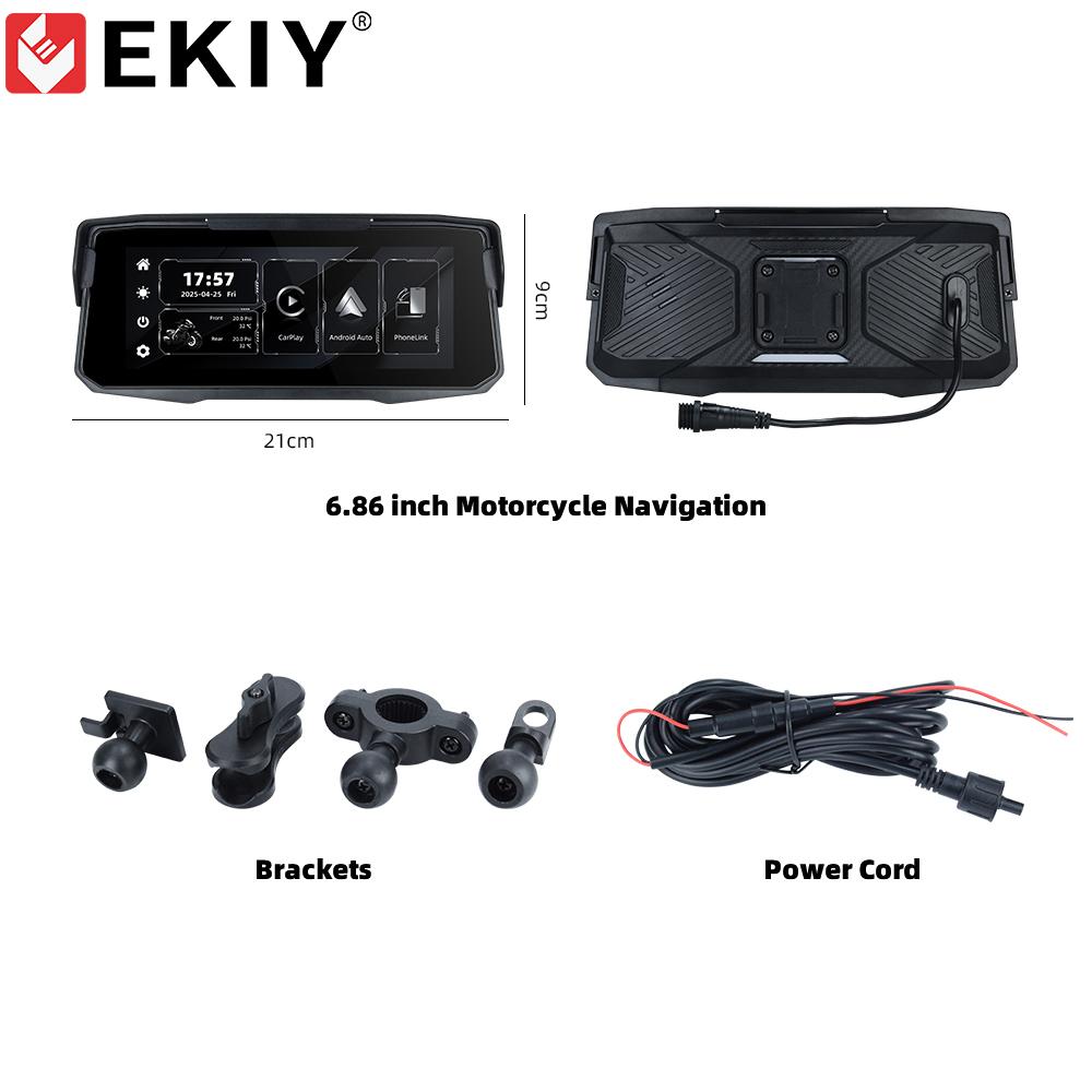 

EKIY 6.86 дюймів Бездротовий CarPlay Мото Android Auto Портативна Цифрова Панель Приладів Мотоцикла GPS Навігаційний Дисплей для Мотоцикла None