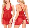 European and American new European and American sex underwear sexy transparent lace mesh neck sex pajamas