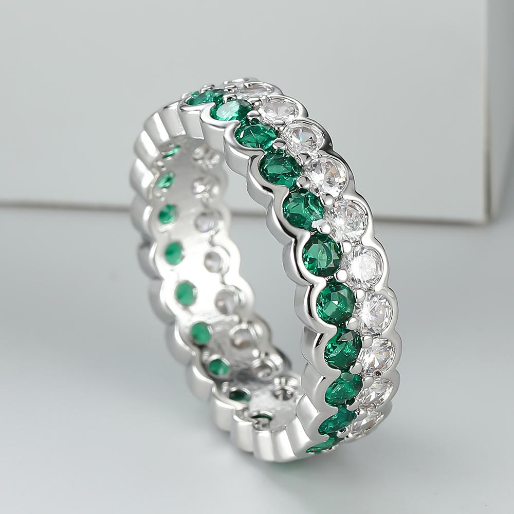 

Круглая огранка Зеленый белый камень CZ Круг Кольцо Любовь Сердце Двойной ряд Обручальное кольцо Обручальное кольцо Вечное кольцо День святого Валентина Подарок