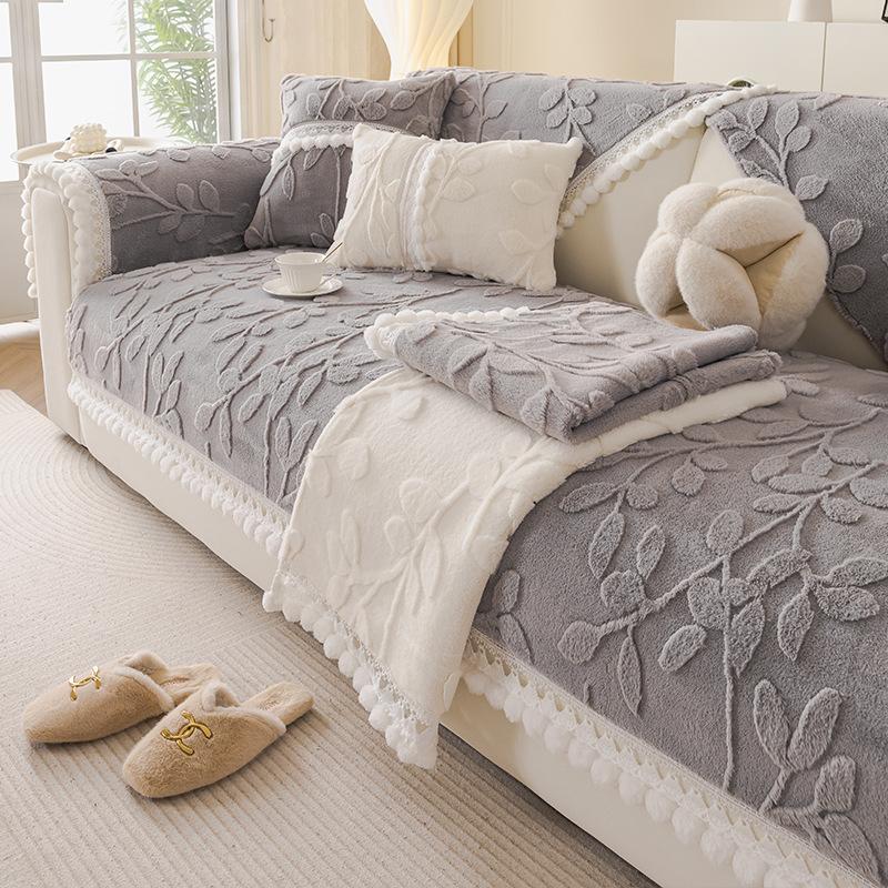 New Cream Wind Sofa Cushion Universal In All Seasons Thickened Non-Slip Seat Cushion Rabbit Plush Sofa Cover Cloth Towel
