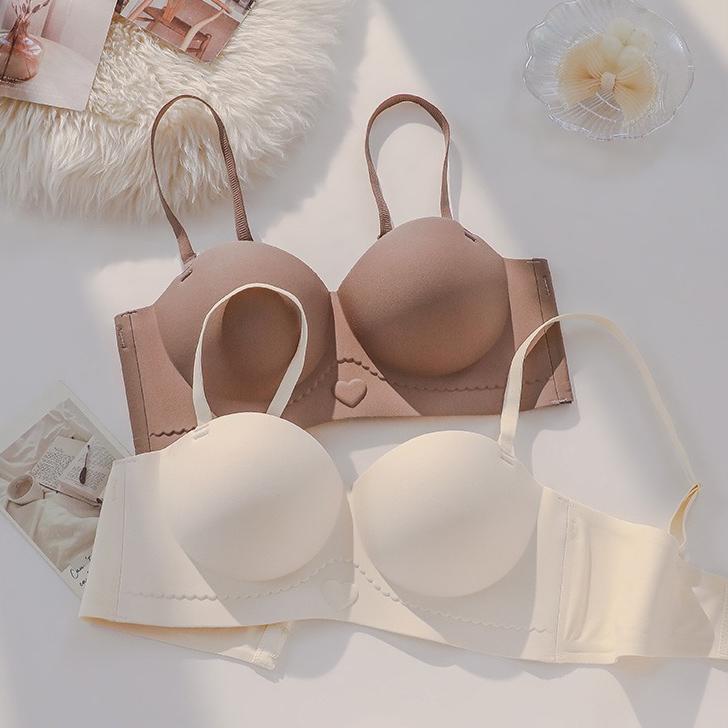 Seamless Lingerie Women's Gathering Top Support No Steel Coil Bra Breast Retraction Anti-sagging Half-cup Bra