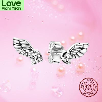 Nowy styl 100% 925 Sterling Silver Pav éAngel Wing Kolczyki Wwomen 'S Cubic Zircon Modna biżuteria S925