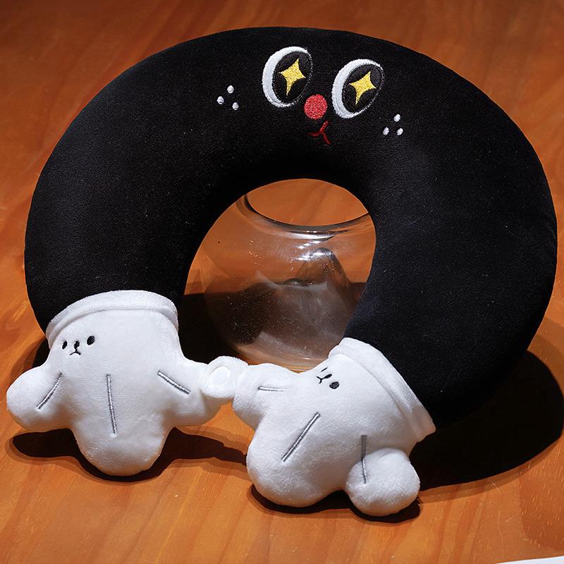 

U-Shaped Neck Pillow Cute Cartoon Design Creative Hand Shape Providing Comfort For Airplane And Car Sleep Used For Travel Nap