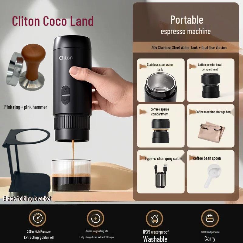 Cliton Portable Italian Espresso Capsule Machine - Semi-Automatic Moka Pot