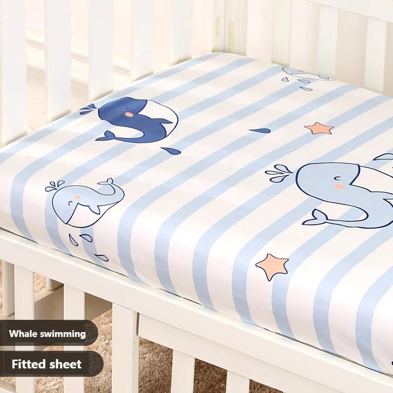 Pure Cotton Baby Mattress Cover Child Infant Newborn Fitted Sheet Soft Breathable Twill Cotton Bedding Size 120 X 65cm Mattress