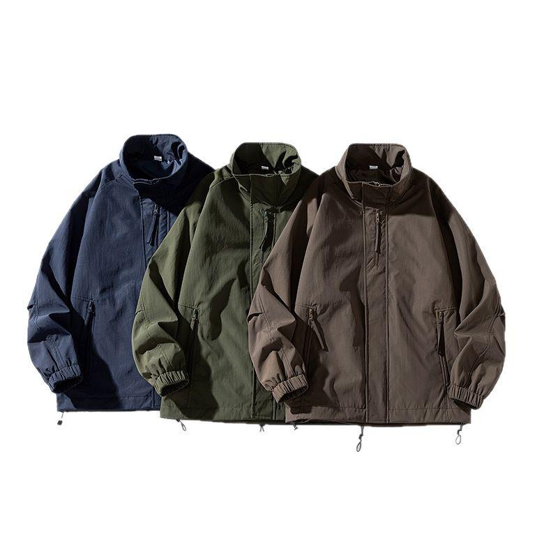 Men's Retro Bad Boy Loose Fit Stand Collar Windbreaker - Spring 2026 Outdoor Mountain Style Jacket