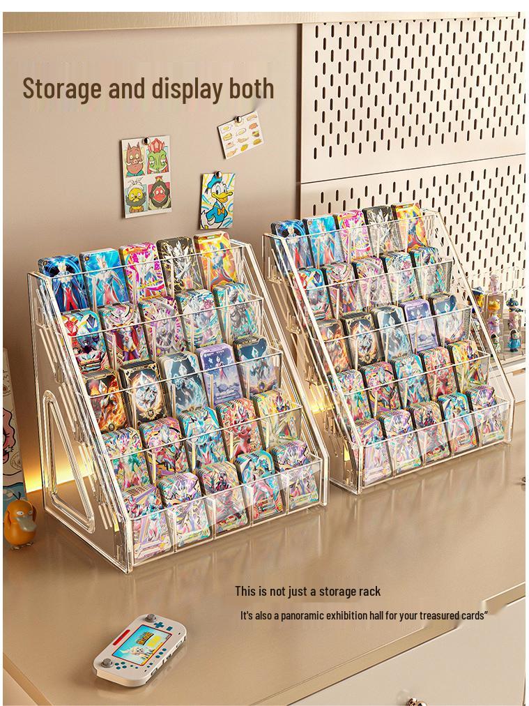 Ultraman Acrylic Card Display Stand - Tiered Desktop Postcard Organizer with Divided Slots
