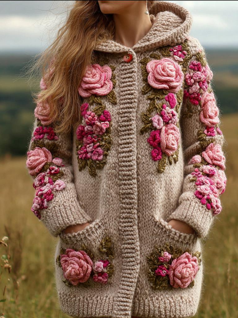 Trendy Fall/Winter Knitwear for Women - Digital Print Cozy Fleece Sweatshirt