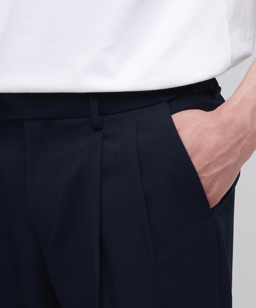 MUSINSA STANDARD Lightweight Real Wide Hidden Banding Slacks [Navy]
