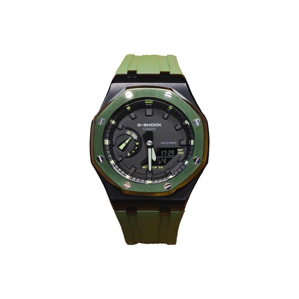 Casio Men Liquid Crystal,Analog Dual Display Series Black Watch GA-2100-1A1(Watch3--)