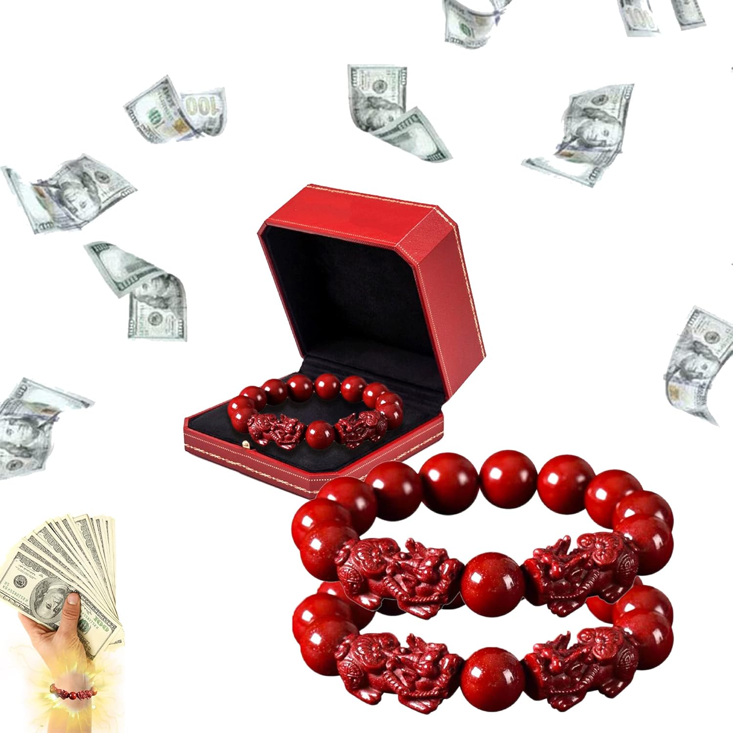 

Браслет фэн-шуй из киновари – амулет защиты богатства, браслет ручной работы из красных бусин на удачу 6MM