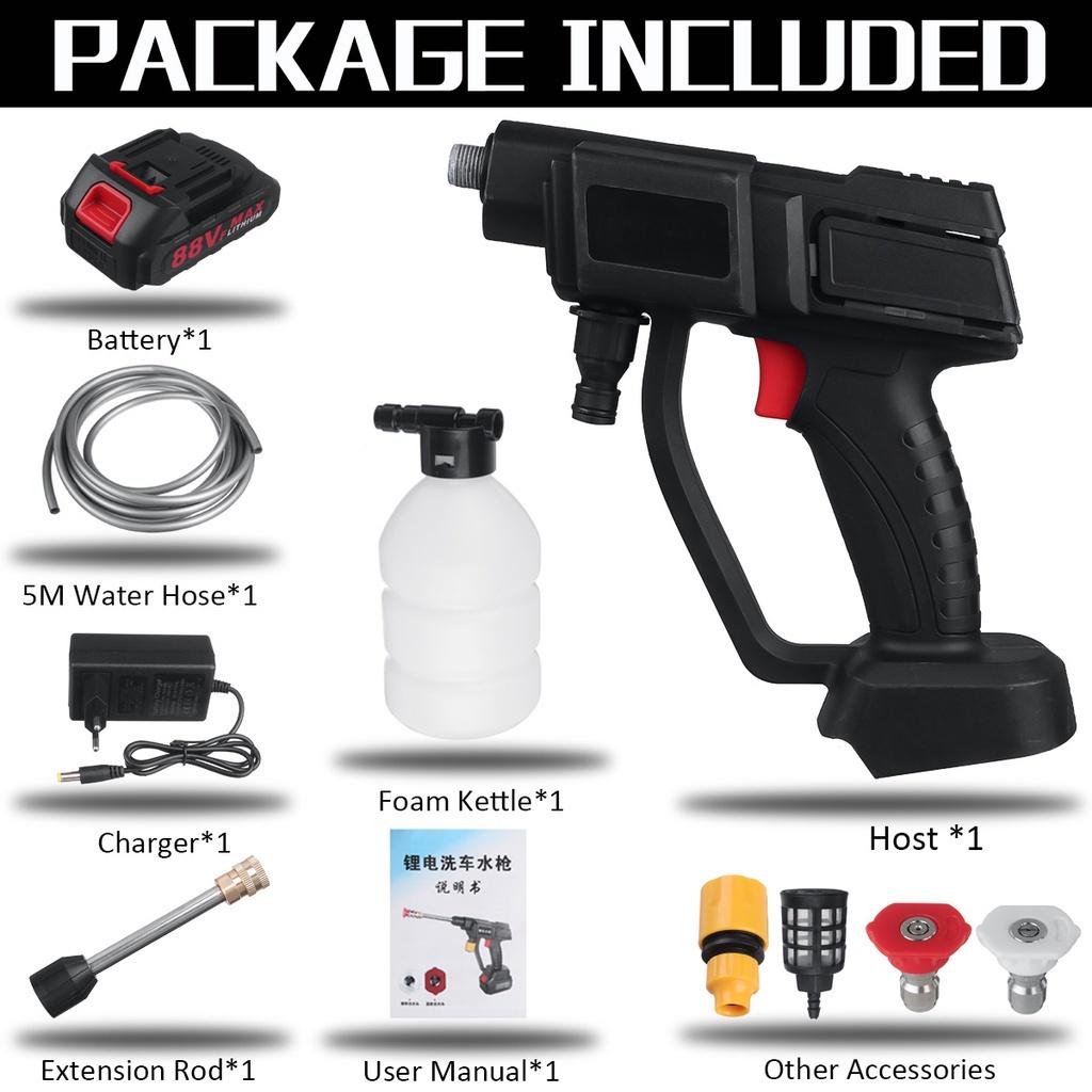 88V 1000W Electric Car Washer Gun High Pressure Cleaner Foam Nozzle For Auto Cleaning Care Cordless Protable Car Wash