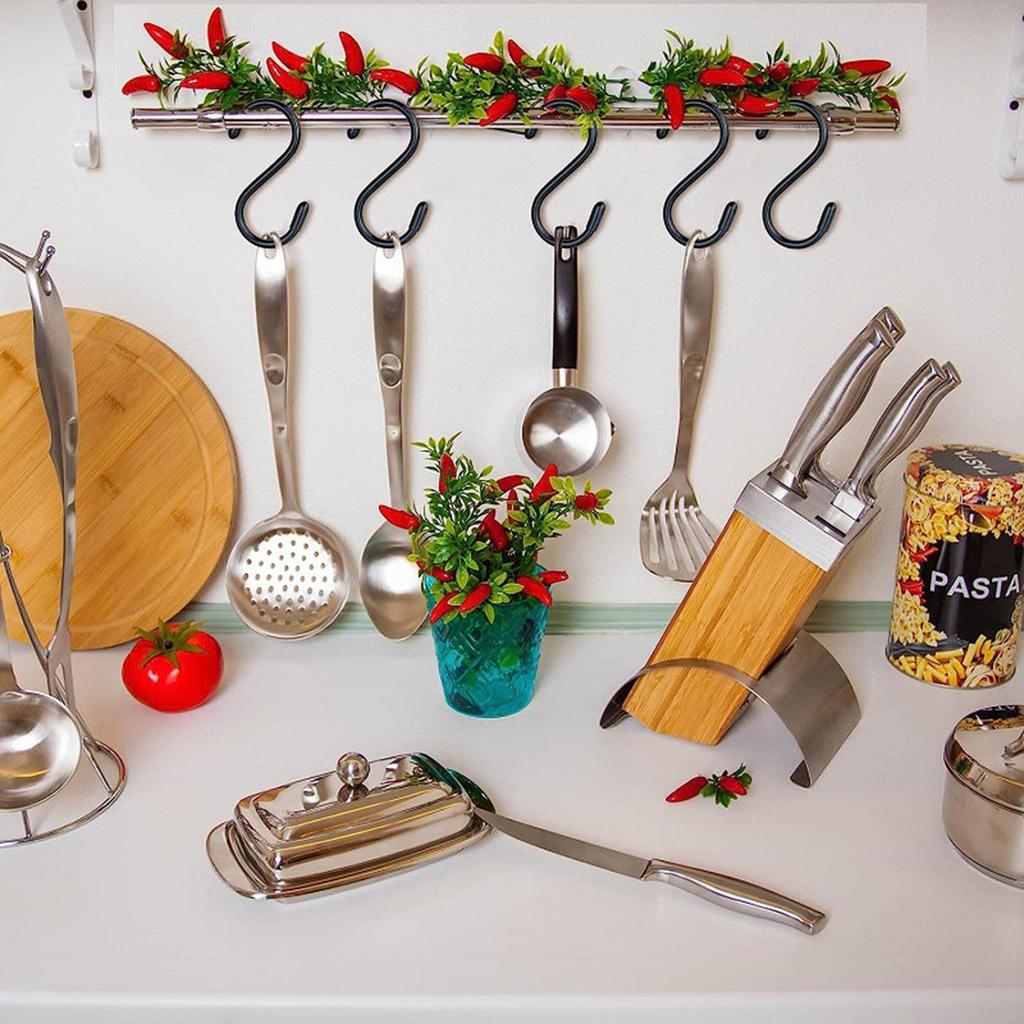 S-Haken, 3 Zoll Schwerlast Vinylbeschichtete Gummi S-Haken, Extra Dicke Rutschfeste Metall S-Haken für Schränke, Garten