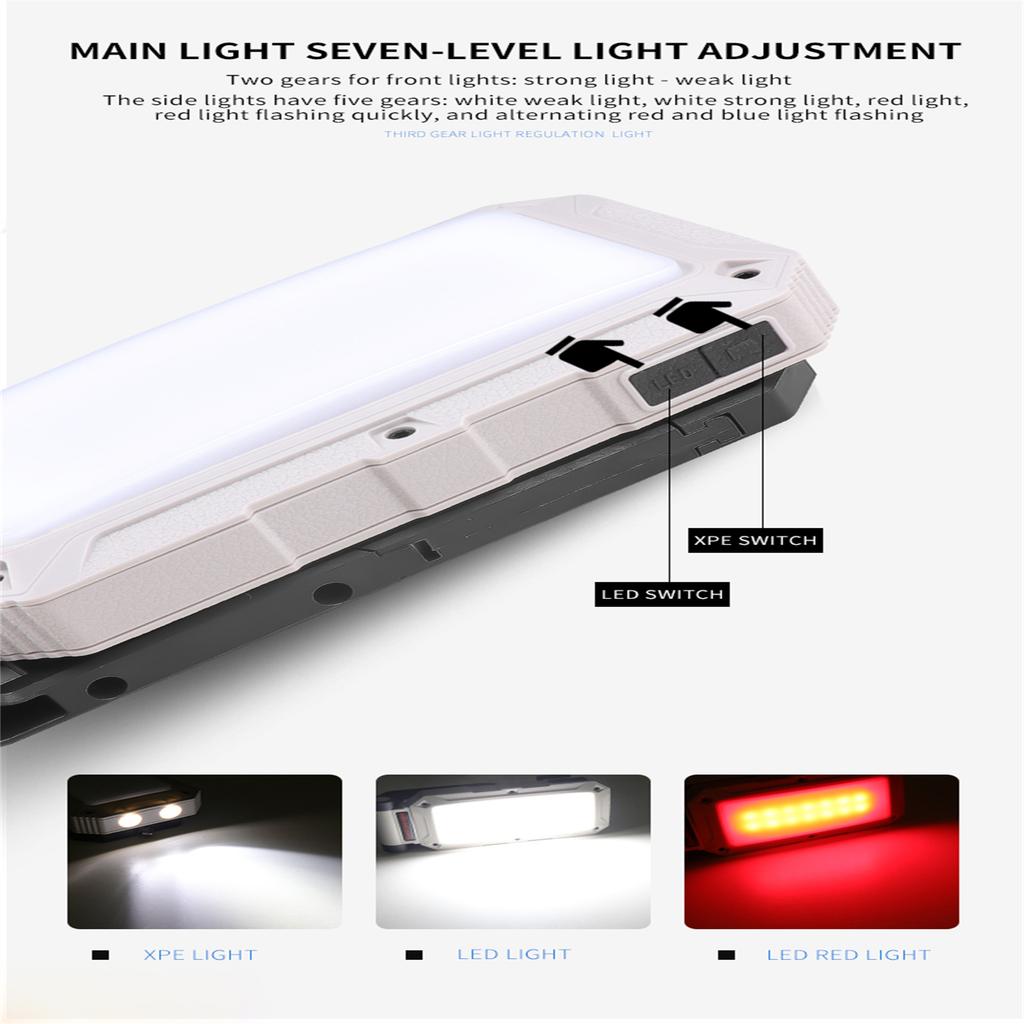 Rechargeable Work Light Portable Folding Solar Powered 360 Degree Rotation Multi-functional Flashlight