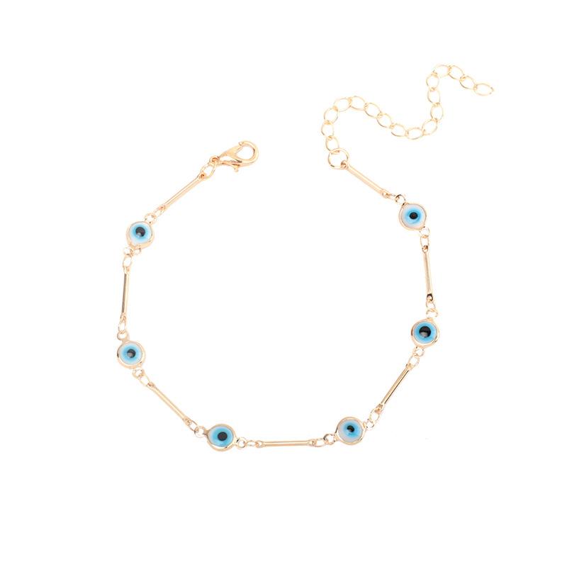 New Accessories, Bohemian Color Vintage Devil's Eye Necklace Bracelet Ankle Set