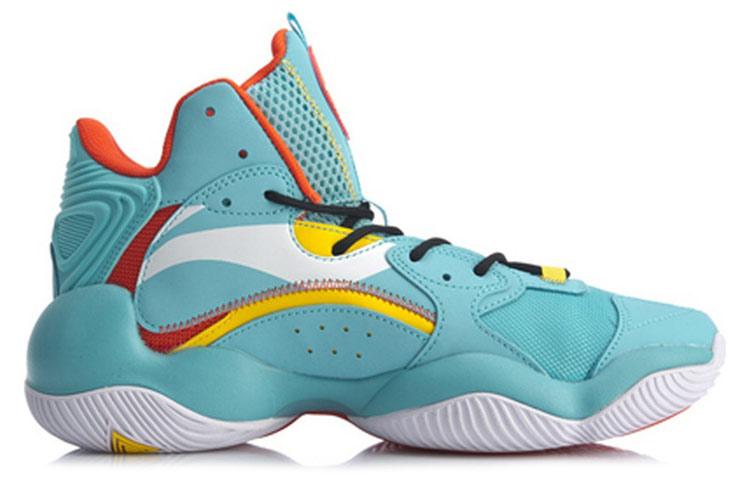 Li Ning Power 6 V2 Cushioning Slip Resistant Mid Top Basketball Shoes Men's Blue ABAQ005-2