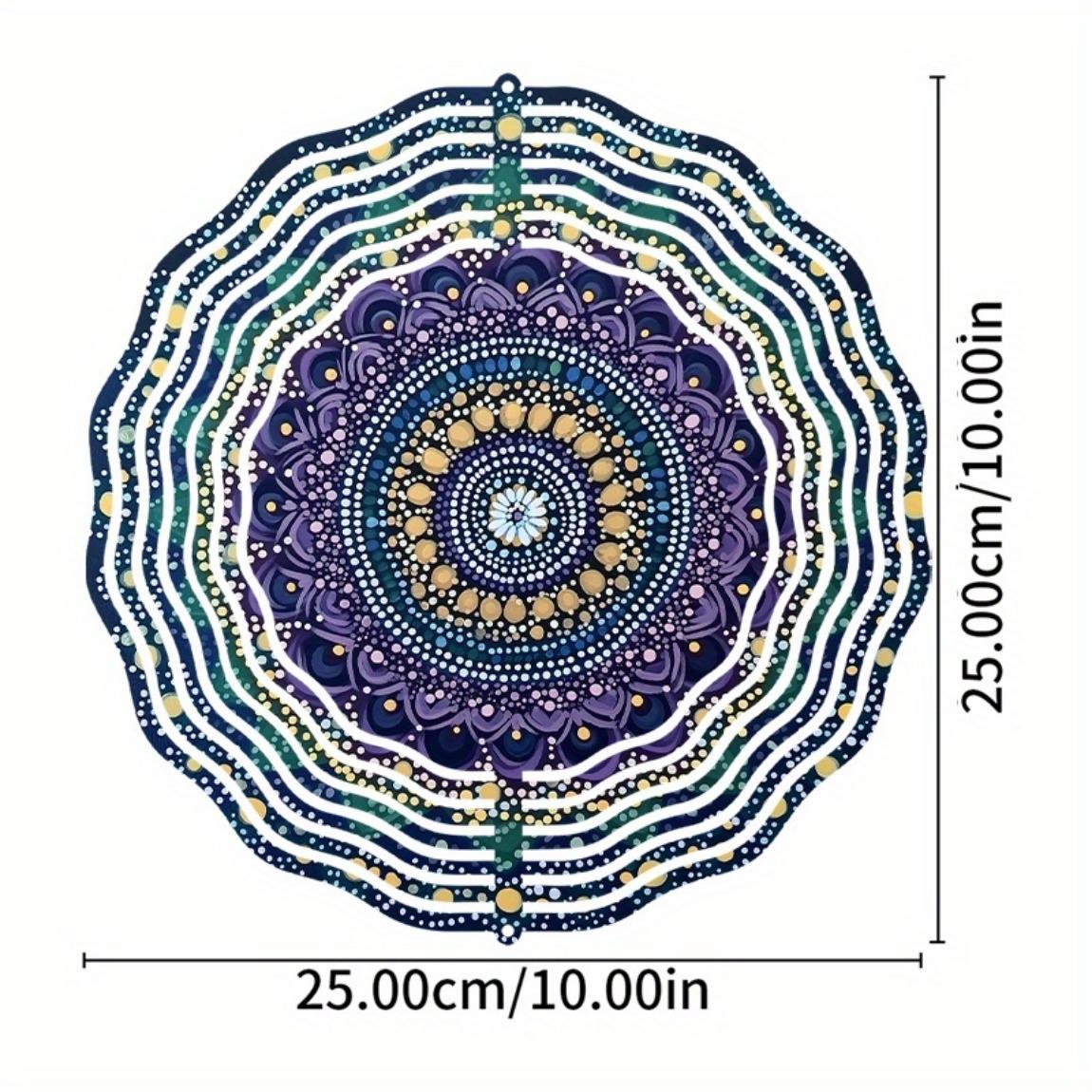 

Металлический 3D флюгер в виде цветка мандалы для декора сада, уличный подвесной орнамент с яркими фиолетовыми, синими, зелеными и золотыми узорами, праздничный подарок 01A