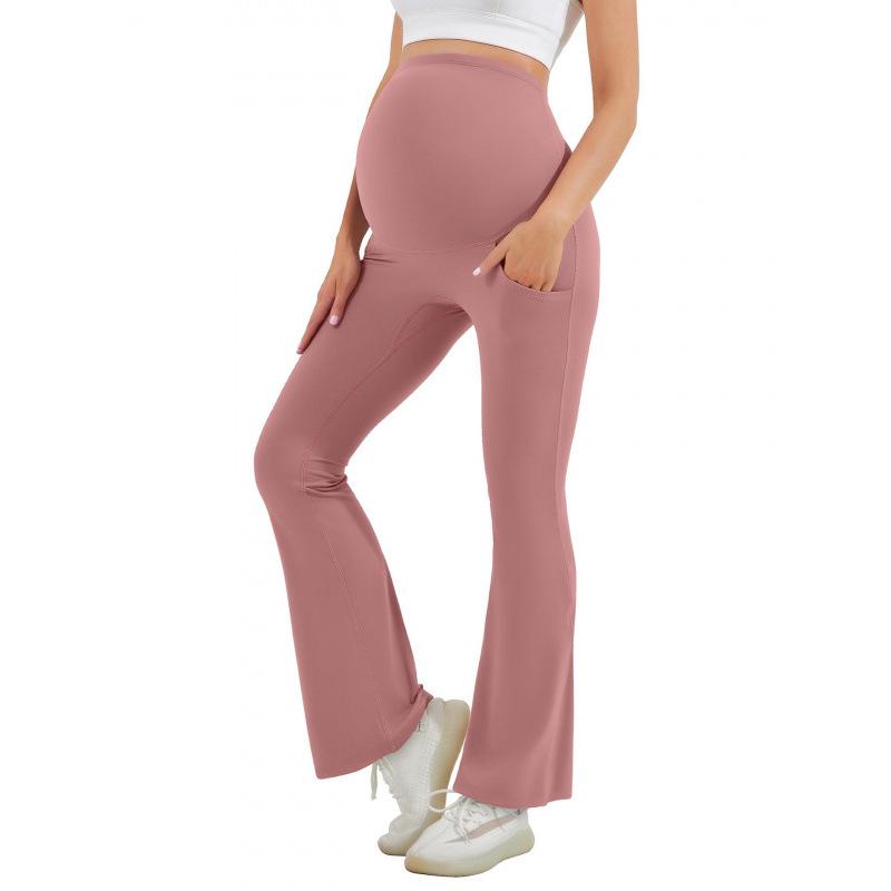European & American High-Waisted Maternity Support Pants, Nylon Stretch, Micro-Flare, Plus Size, Versatile Outerwear JL13