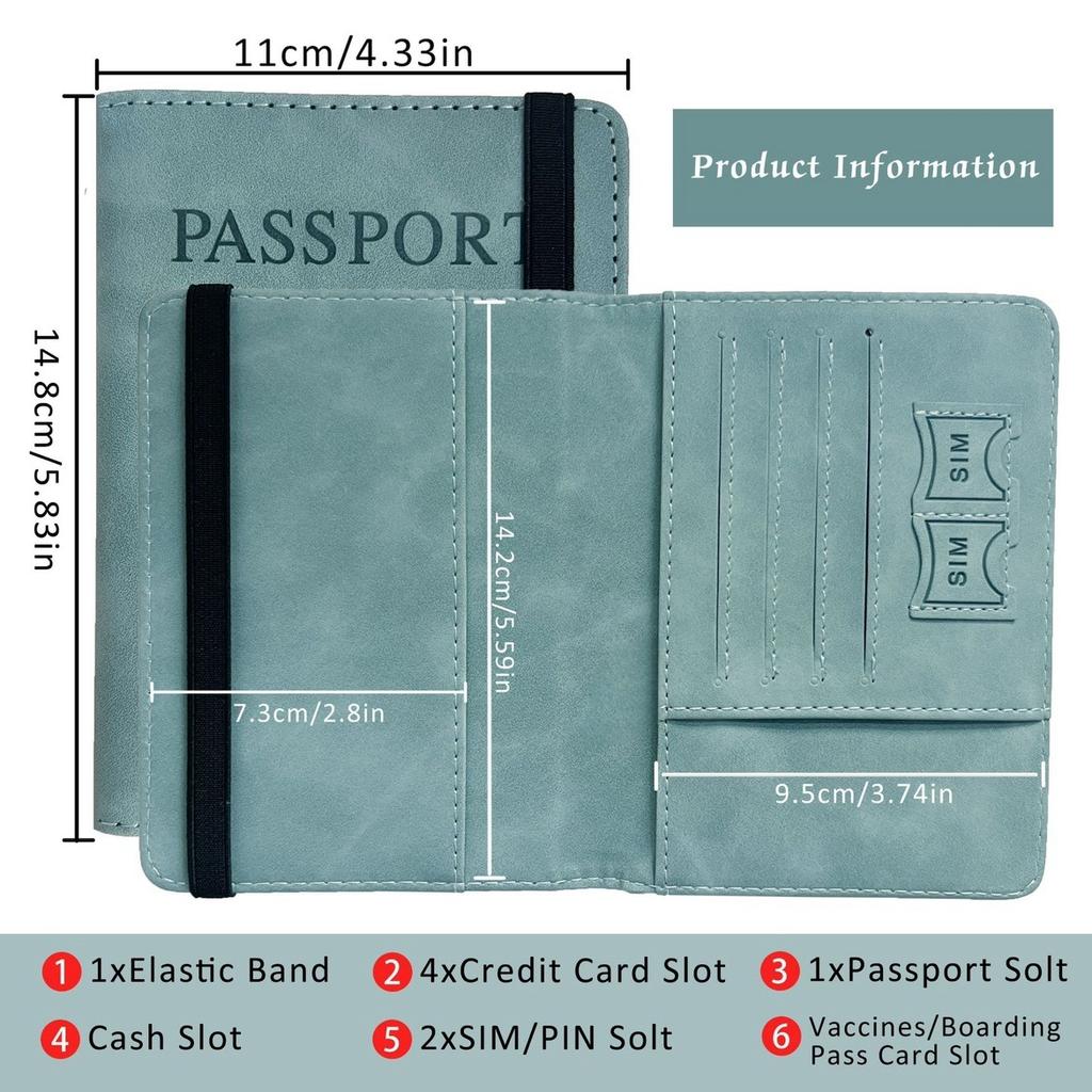 Passport Holder, with Credit Card Slot and Boarding Pass Slot Combo, Travel Wallet Case Book Travel Must Have, RFID Blocking Lea