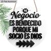 2D Flach 1 Stück Vintage Geschäftsschild Hängende Aluminium Dekoration Plakette, Schild mit Schriftzug "Negocio Es Bendecido Porque Mi Socio Es Dios", Büro Dekoration