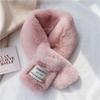 Solid Color Neck Scarf Plush Neckerchief Wrap Winter Warm Faux Rabbit Fur Scarf  Autumn Winter