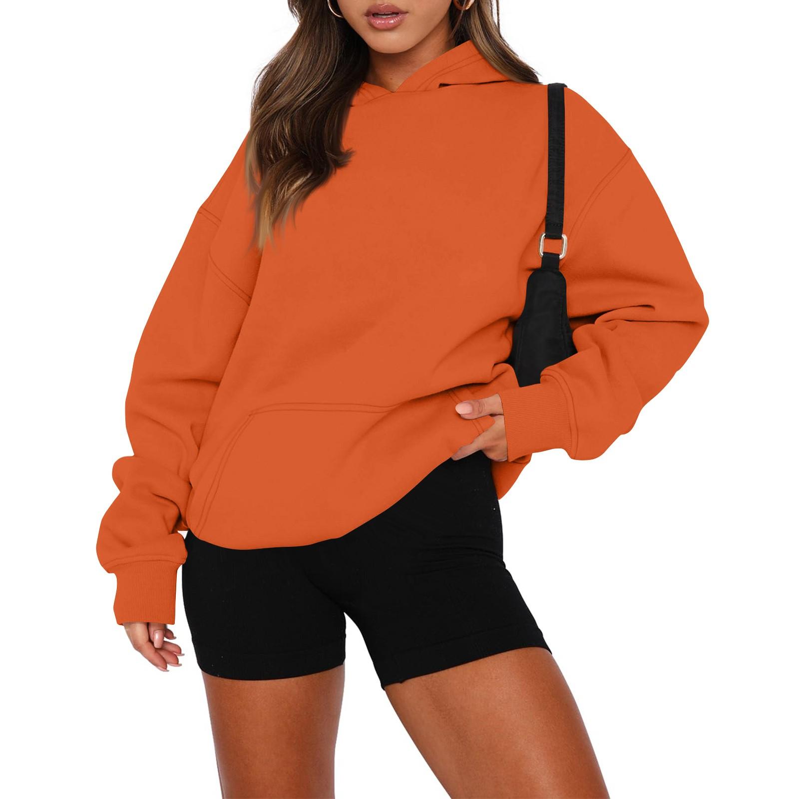 

Женский свободный свитшот с круглым вырезом и длинными рукавами, повседневный свободный крой на шнурке XXXL оранжевый