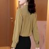 WTEMPO Long-sleeved Chiffon Shirt Women Spring and Autumn Fashion Bottom Shirt Female Temperament Shirt Solid Color Cardigan Top
