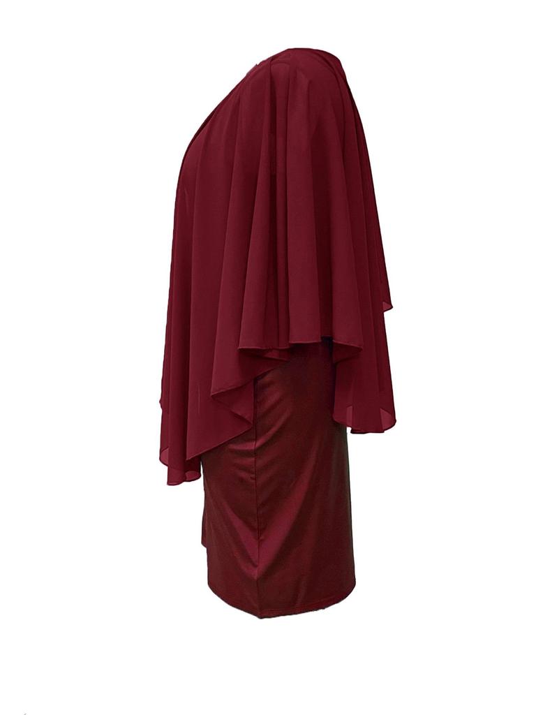 2025 Spring/Summer Solid Color Sleeveless Chiffon Shawl Dress