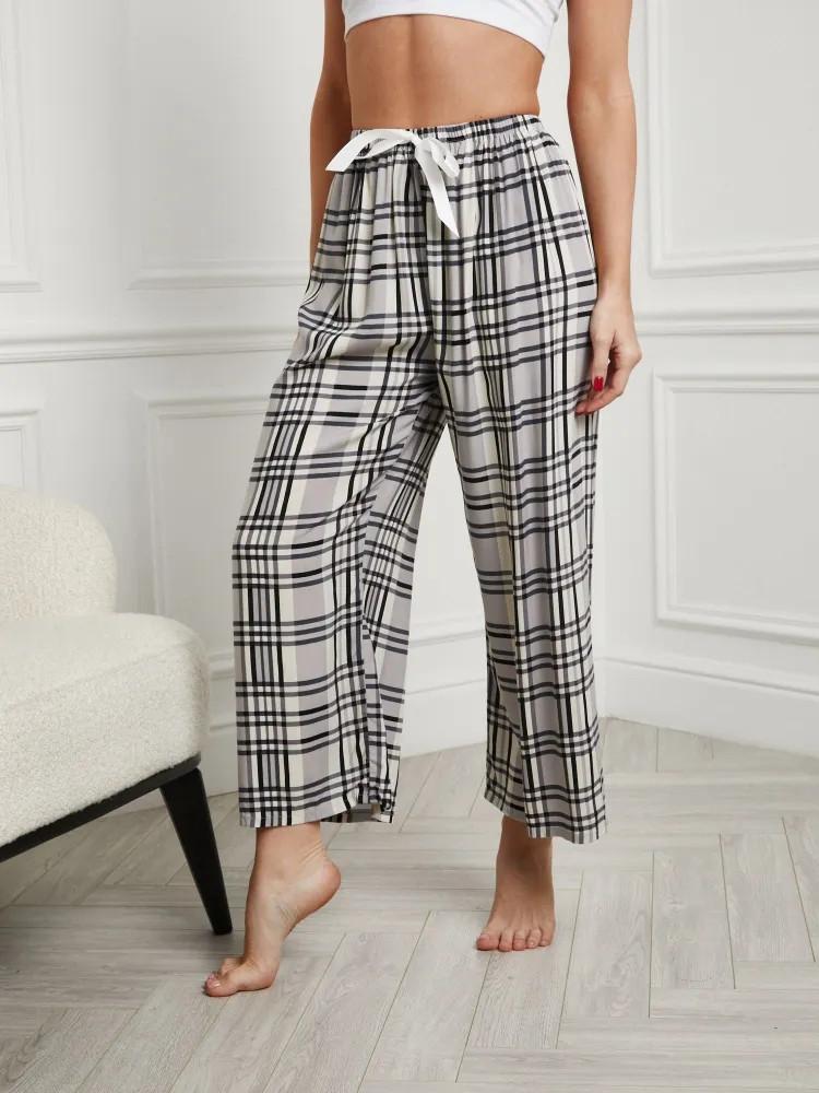 

Хлопковые и шелковые брюки для сна для женщин, тонкие и свободные брюки оверсайз с цветочным принтом, брюки с широкими штанинами, подходят для беременных женщин для ношения как отдельные брюки One Size