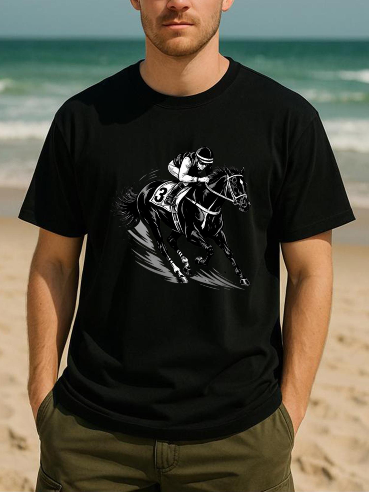 

European Size Athletic Apparel for Horse Racing Featuring a Black And White Design, Ideal for Competitive Training. This Casual for Sports Top 4XL чорний