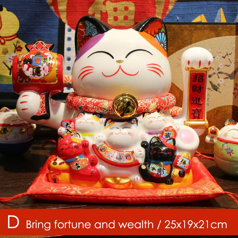 

8,2-дюймовый керамический кот с изображением счастливчика Манеки-нэко, манящий кот с подвижной рукой, фарфоровая статуэтка, украшение, статуэтка