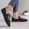 Large size leopard print single shoes women's autumn new pointed flat bottom suede casual shoes comfortable lace-up women's shoes