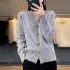 Women S V Neck Solid Color Loose Knit Cardigan Sweater Coat