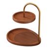 2-Tier Jewelry Stand Wooden Jewelry Organizer with 2 Trays Retro Tiered Tray Jewelry Holder for Necklaces Bracelets Earrings Key