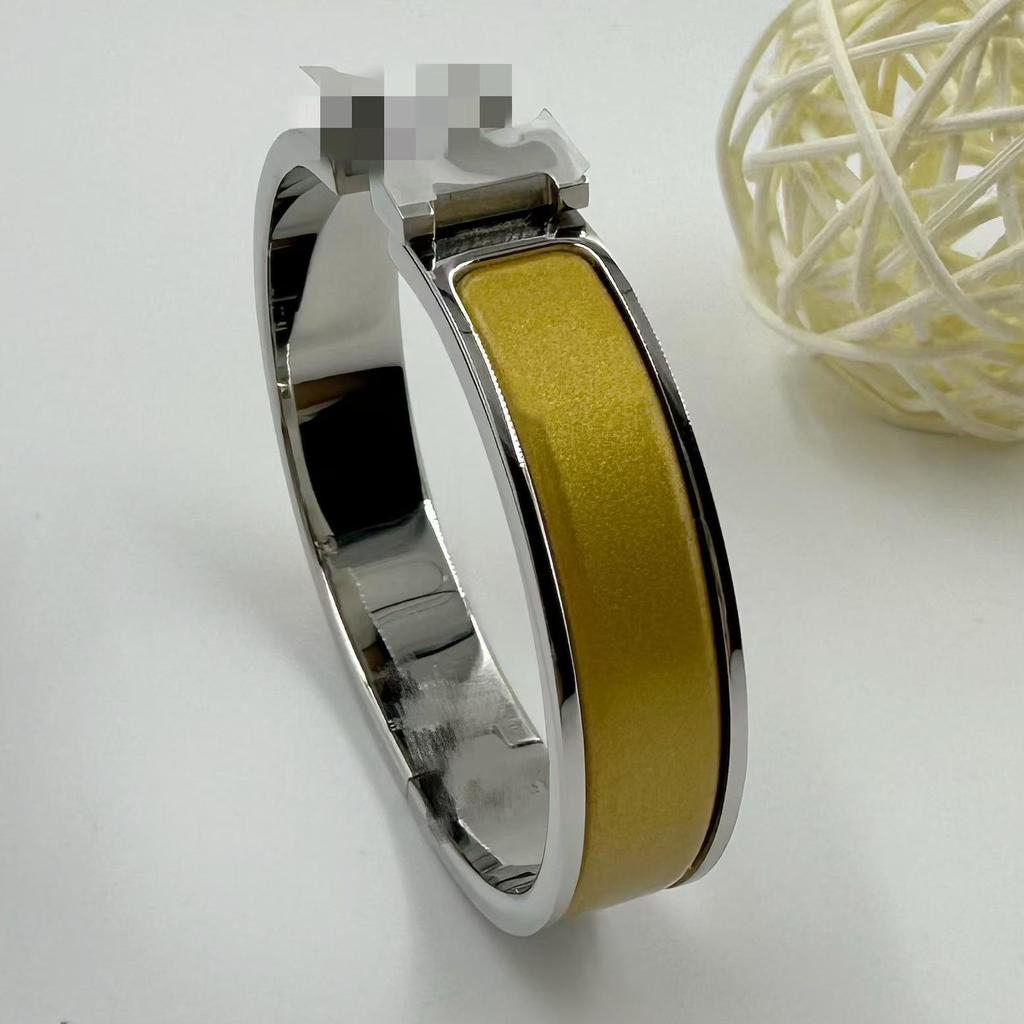 H Letter 12MM Enamel Titanium Steel Bracelet - European & American Fashion Bangle