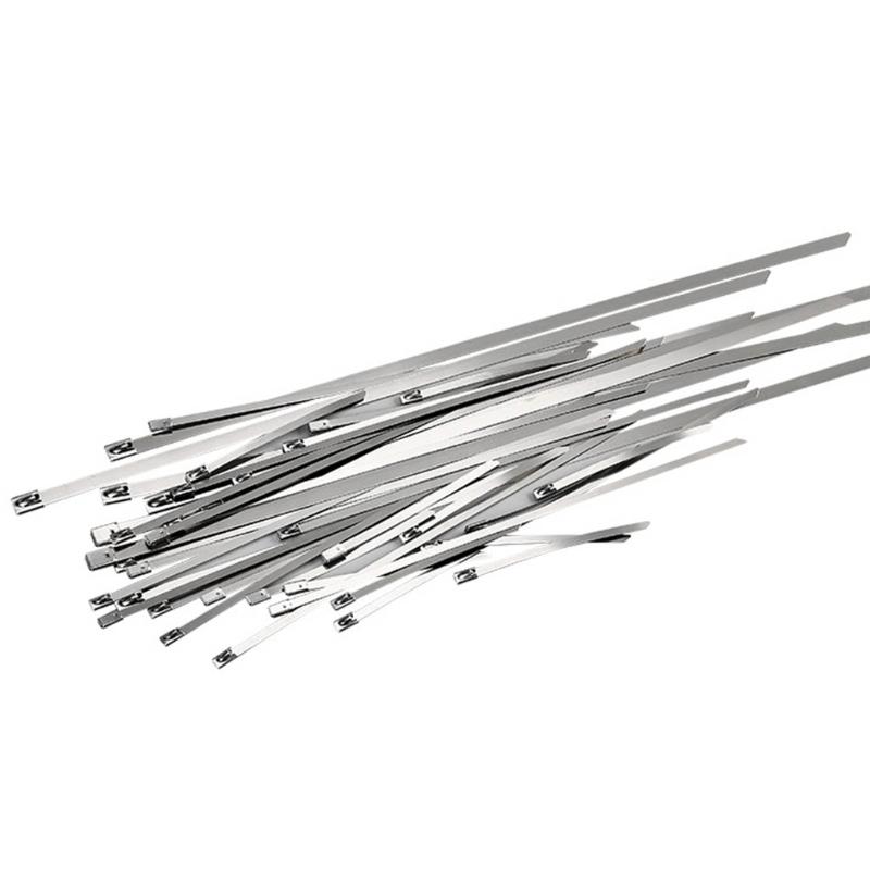 Metal Zip Ties 304 Stainless Steel Cable Tie Heavy Duty Self-Locking Strap Ties Multi-Purpose Metal Exhaust Wrap Lock