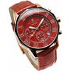 Salvatore Mara Watch Red Chronograph 10 ATM Water Resistant Business Formal Men's Leather Belt