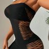 Women Nightdress Solid Color Hollow Out Spaghetti Strap Backless Sleeveless Slutty Slim Fit Fishnet Stripper Nightdress Women Garment