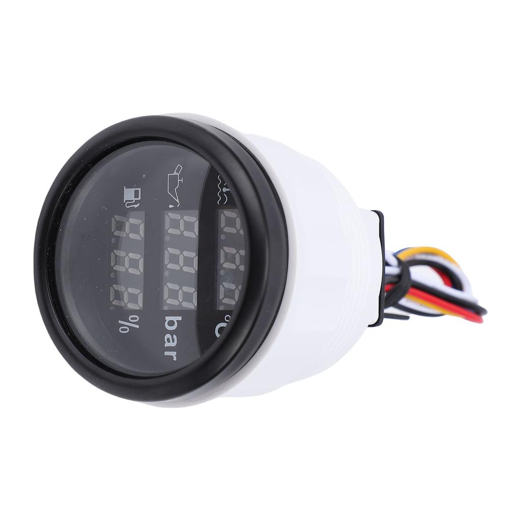 Fuel Level Oil Pressure Water Temp Meter 52mm 3 in 1 Backlight Digital Boat Marine Meter for RVs Trucks Cars